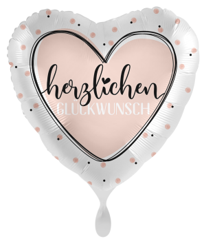 Folienballon - Herzlichen Glückwunsch, Herz rosa - ø 43cm